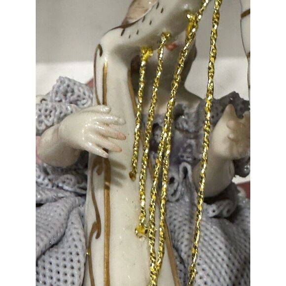 Irish Dresden  "Christine" Playing Harp Celtic Melodie Emerald Collection 3 5/8” - Picture 9 of 14